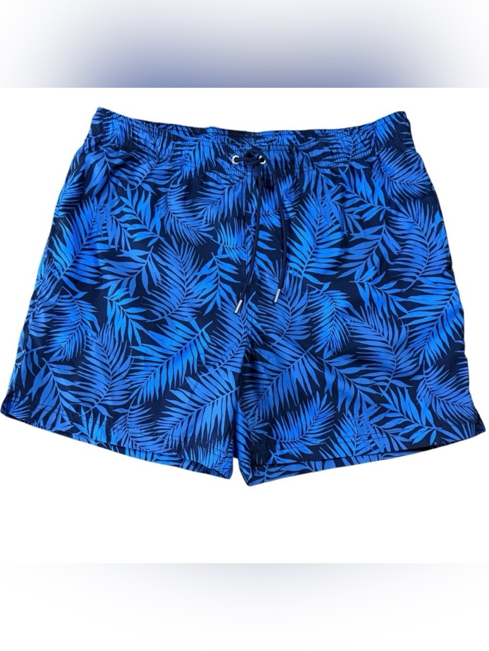 LANDS END MENS BLUE MESHED LINED 6” INSEAM SWIM TRUNKS WITH POCKETS SIZE LARGE